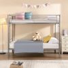 Bunk Bed Twin Over Twin Size with 2 Ladders and Full-Length Guardrail, Metal, Storage Space, No Box Spring Needed, Noise Free, Black