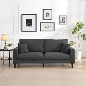 74" High Resilience three seater Sofa, Wooden Frame 3 Seat Sofa, Comfy, Modern Upholstered Sofa, Living Room Bedroom Apartment (Color: Dark Gray)