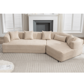 [VIDEO PROVIDED][ New And Upgraded Extended Edition]Modular sofa , modern minimalist style sofa, upholstered , free combination, round fiber fabric (Color: as Pic)