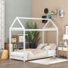 Twin Size Wooden House Bed, White