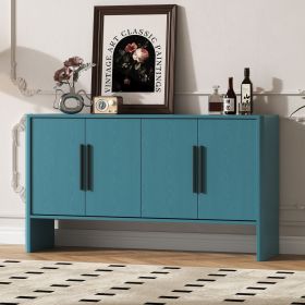 4-Door Large Storage Retro Sideboard with Adjustable Shelves and Long Handles for Kitchen,Dining Room and Living Room (Color: Antique Blue, Material: MDF)