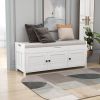 Storage Bench with 3 Shutter-shaped Doors,Shoe Bench with Removable Cushion and Hidden Storage Space