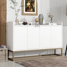 Modern Sideboard Elegant Buffet Cabinet with Large Storage Space for Dining Room,Entryway (Color: White, Material: Particle Board)