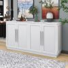 Sideboard with 4 Doors Large Storage Space Buffet Cabinet with Adjustable Shelves and Silver Handles for Kitchen,Dining Room,Living Room