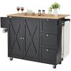 VEVOR Kitchen Island Cart Rolling Storage Cabinet on Wheel with Drawer & Shelves