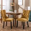 Modern High-end Tufted Solid Wood Contemporary Velvet Upholstered Dining Chair with Wood Legs Nailhead Trim 2-Pcs Set