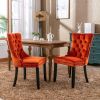 Modern High-end Tufted Solid Wood Contemporary Velvet Upholstered Dining Chair with Wood Legs Nailhead Trim 2-Pcs Set