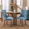 Modern High-end Tufted Solid Wood Contemporary Velvet Upholstered Dining Chair with Wood Legs Nailhead Trim 2-Pcs Set