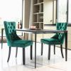 Modern High-end Tufted Solid Wood Contemporary Velvet Upholstered Dining Chair with Wood Legs Nailhead Trim 2-Pcs Set