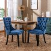 Modern High-end Tufted Solid Wood Contemporary Velvet Upholstered Dining Chair with Wood Legs Nailhead Trim 2-Pcs Set