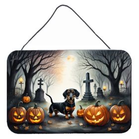 NEW Dachshund Spooky Halloween Wall or Door Hanging Prints Aluminum Metal Sign Kitchen Wall Bar Bathroom Plaque Home Decor, 8HX12W, Multicolor (Default: Default)