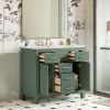 36'' Bathroon Vanity with Resin Sink Combo Set,Modern Freestanding Single Bathroom Cabinet with 4 Drawers & 2 Cabinets,Storage Cabinet for Bathroom