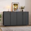 4 Wavy Doors Ample Storage Space Sideboard with Adjustable Shelves and Retro Copper Handles for Dining Room and Living Room