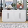 Sideboard with 4 Doors Large Storage Space Buffet Cabinet with Adjustable Shelves and Silver Handles for Kitchen,Dining Room,Living Room