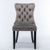 Modern High-end Tufted Solid Wood Contemporary Velvet Upholstered Dining Chair with Wood Legs Nailhead Trim 2-Pcs Set