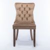 Modern High-end Tufted Solid Wood Contemporary Velvet Upholstered Dining Chair with Wood Legs Nailhead Trim 2-Pcs Set