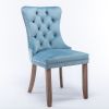 Modern High-end Tufted Solid Wood Contemporary Velvet Upholstered Dining Chair with Wood Legs Nailhead Trim 2-Pcs Set