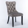 Modern High-end Tufted Solid Wood Contemporary Velvet Upholstered Dining Chair with Wood Legs Nailhead Trim 2-Pcs Set