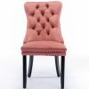 Modern High-end Tufted Solid Wood Contemporary Velvet Upholstered Dining Chair with Wood Legs Nailhead Trim 2-Pcs Set