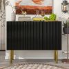 Modern Simple & Luxury Style Sideboard Particle Board & MDF Board Cabinet with Gold Metal Legs & Handles,Adjustable Shelves for Living Room