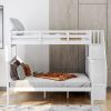 Stairway Twin-Over-Full Bunk Bed with Storage and Guard Rail for Bedroom