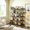 5 Tier Bookcase Home Office Open Bookshelf, Vintage Industrial Style Shelf with Metal Frame, MDF Board