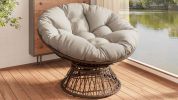 41.5" Ergonomic Wicker Chair with Cloud Thick Density Fabric Cushion,3-proof Cover,High Capacity Iron Frame,Fluid 360 Degree Swivel for Reading