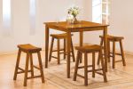 29-inch Bar Height Stools Set of 2pc Saddle Seat Solid Wood Casual Dining Home Furniture