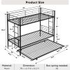 Over Twin Bunk Bed Frame with Trundle,Metal Bunkbed with Sturdy Guard Rail and 2 sideLadders for Kids/Adults,Can be Divided Into Two Beds