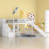 Stairway Twin Size Loft Bed with Two Drawers and Slide