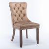 Modern High-end Tufted Solid Wood Contemporary Velvet Upholstered Dining Chair with Wood Legs Nailhead Trim 2-Pcs Set