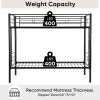 Bunk Bed Twin Over Twin Size with 2 Ladders and Full-Length Guardrail, Metal, Storage Space, No Box Spring Needed, Noise Free, Black