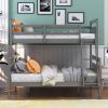 Twin over Full Bunk Bed with ladder, Safety Guardrail, Perfect for Bedroom, Gray