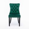 Modern High-end Tufted Solid Wood Contemporary Velvet Upholstered Dining Chair with Wood Legs Nailhead Trim 2-Pcs Set