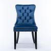 Modern High-end Tufted Solid Wood Contemporary Velvet Upholstered Dining Chair with Wood Legs Nailhead Trim 2-Pcs Set