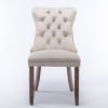 Modern High-end Tufted Solid Wood Contemporary Velvet Upholstered Dining Chair with Wood Legs Nailhead Trim 2-Pcs Set