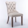 Modern High-end Tufted Solid Wood Contemporary Velvet Upholstered Dining Chair with Wood Legs Nailhead Trim 2-Pcs Set