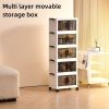 1pc multi-layer foldable open storage cabinet for home living room high-looking storage box dormitory wheeled multi-layer book snack storage locker