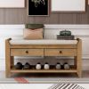 Shoe Rack with Cushioned Seat and Drawers,Multipurpose Entryway Storage Bench