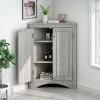 Triangle Bathroom Storage Cabinet with Adjustable Shelves, Freestanding Floor Cabinet for Home Kitchen