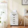 Sweetcrispy 5 Drawer Chest - Storage Cabinets Dressers Wood Dresser Cabinet with Wheels Mobile Organizer Drawers for Office