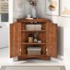 Triangle Bathroom Storage Cabinet with Adjustable Shelves, Freestanding Floor Cabinet for Home Kitchen