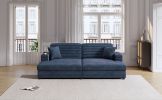 86.5" Oversized Loveseat Chaise Lounge Sectional Sofa Bed Corduroy Sleeper Sofa with Two USB Ports